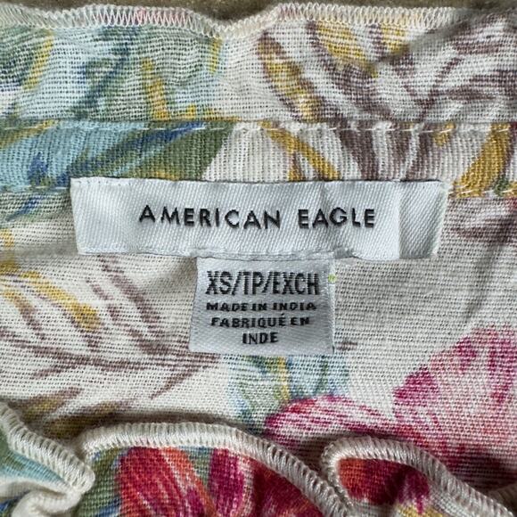 American Eagle Off Shoulder Floral Crop Top XS Peasant Cottagecore Summer Boho - Picture 3 of 6